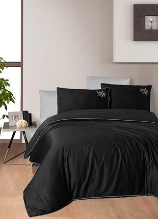 Комплект постільної білизни first choice deluxe dark series timeless black бавовна 220-200 см чорний