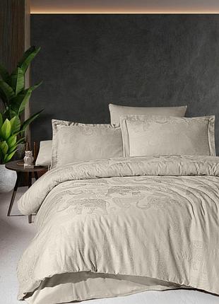 Комплект постельного белья first сhoice jacquard satin series doreta soil хлопок 220*200 см бежевый