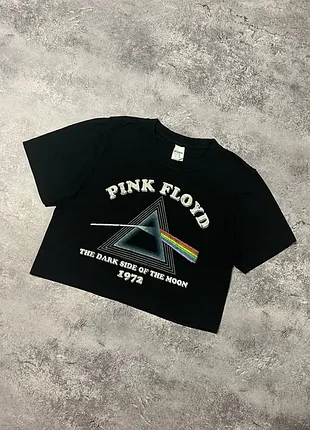 Винтажная укороченная футболка pink floyd топ
