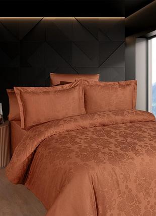 Комплект постельного белья first сhoice jacquard satin dark series herra tile хлопок 220*200 см терракотовый