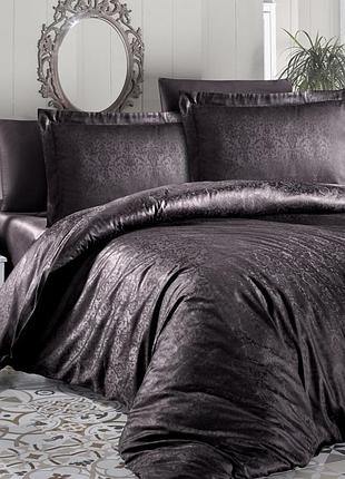 Комплект постельного белья first сhoice jacquard satin dark series athena brown хлопок 220*200 см коричневый