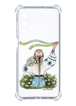 Чохол з потовщеними кутами на samsung galaxy a14 5g :: дівчина зі стрічкою (принт 17)