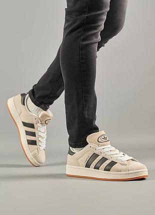 Мужские кроссовки adidas originals campus beige black gum