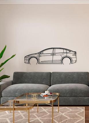 Авто tesla model x, декор на стіну з металу 100см