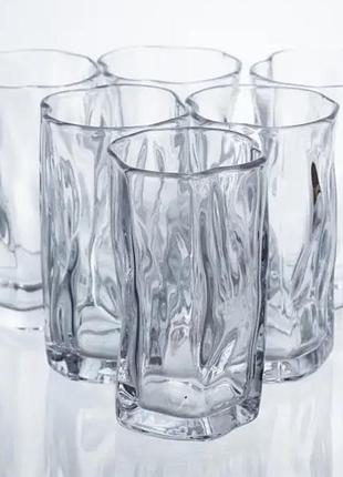 Набор высоких стаканов yiwu crinkle glass стеклянных 6 шт 270 мл прозрачный hp-17-62