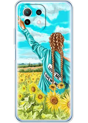 Чехол силиконовый с картинкой на xiaomi 11 lite 5g ne (патриотический, девушка украинка)