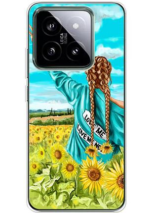 Чохол силіконовий з картинкою на xiaomi 14 pro (патріотичний, дівчинка українка)