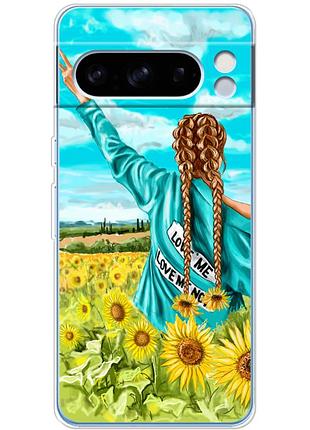 Чехол силиконовый с картинкой на google pixel 8 pro (патриотический, девушка украинка)