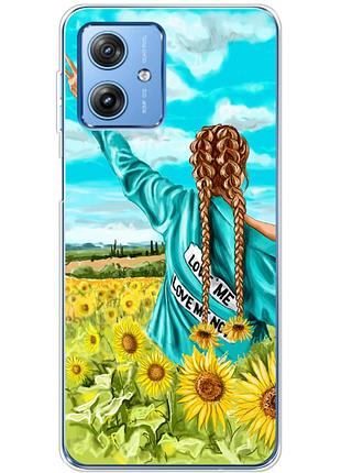 Чохол силіконовий з картинкою на motorola g54 power (патріотичний, дівчинка українка)