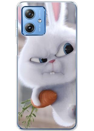 Чехол силиконовый с картинкой на motorola g54 power (кролик снежок)