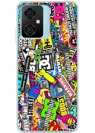 Чехол силиконовый с картинкой на blackview oscal c70 (цветные наклейки)