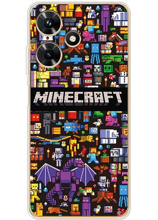 Чехол силиконовый с картинкой на infinix hot 30i (майнкрафт, minecraft)