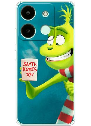 Чехол силиконовый с картинкой на infinix smart 7 hd (новогодний, гринч)