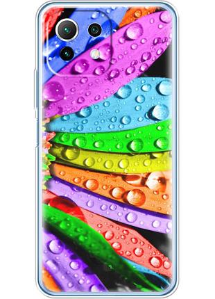 Чехол силиконовый с картинкой на xiaomi 11 lite 5g ne (цветные листья)