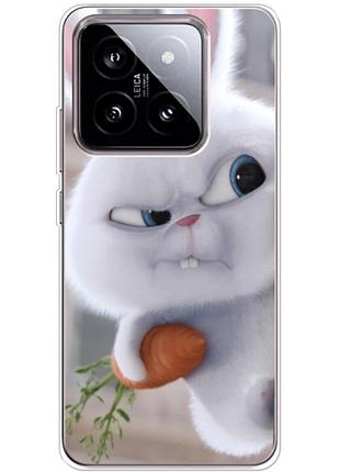 Чехол силиконовый с картинкой на xiaomi 14 (кролик снежок)