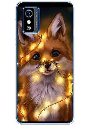 Чехол силиконовый с картинкой на zte l9 (новогодний, лисичка)