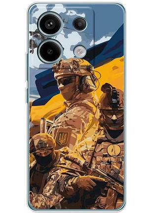 Чехол силиконовый с картинкой на xiaomi redmi note 13 pro 5g (патриотический, воины всу)