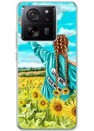 Чехол силиконовый с картинкой на xiaomi 13t pro (патриотический, девушка украинка)