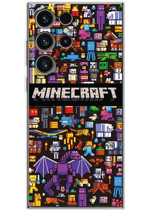 Чехол силиконовый с картинкой на samsung galaxy s24 ultra (майнкрафт, minecraft)