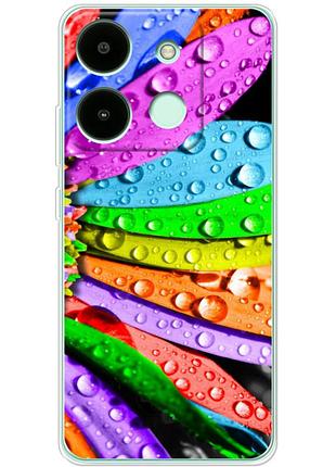 Чехол силиконовый с картинкой на infinix smart 7 hd (цветные листья)