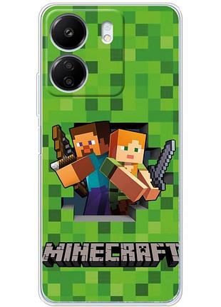 Чехол силиконовый с картинкой на xiaomi redmi 13c (майнкрафт, minecraft)