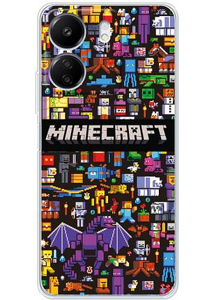 Чохол силіконовий з картинкою на xiaomi redmi 13c (майнкрафт, minecraft)