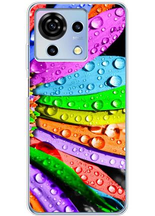 Чехол силиконовый с картинкой на zte blade v50 vita (цветные листья)