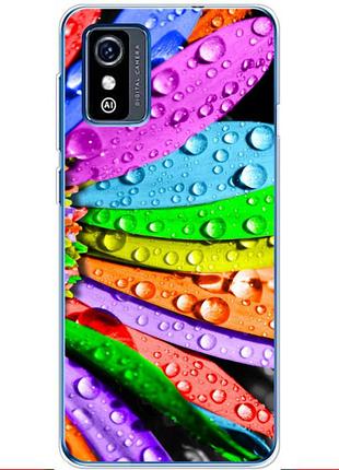 Чехол силиконовый с картинкой на zte l9 (цветные листья)