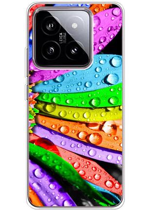 Чохол силіконовий з картинкою на xiaomi 14 (кольорові листки)