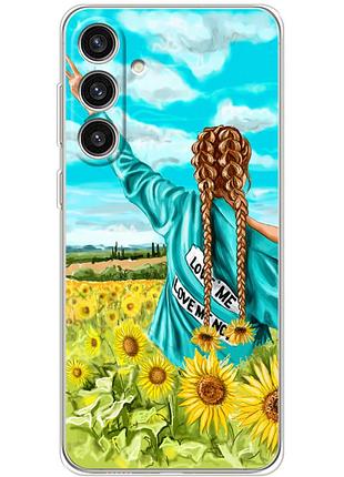 Чехол силиконовый с картинкой на samsung galaxy s24 plus (патриотический, девушка украинка)