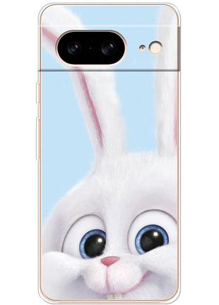 Чехол силиконовый с картинкой на google pixel 8 (кролик снежок)