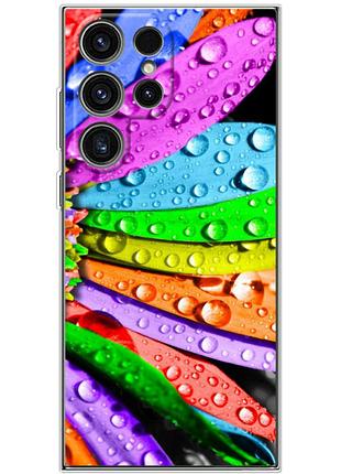 Чехол силиконовый с картинкой на samsung galaxy s24 ultra (цветные листья)