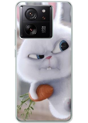 Чехол силиконовый с картинкой на xiaomi 13t pro (кролик снежок)