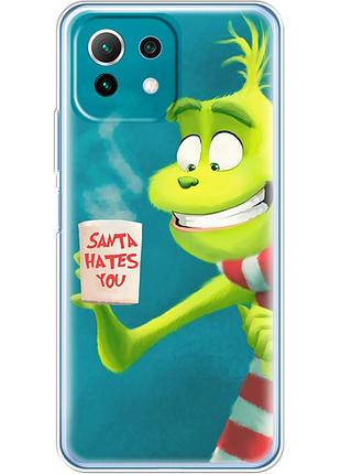 Чохол силіконовий з картинкою на xiaomi 11 lite 5g ne (новорічний, грінч)