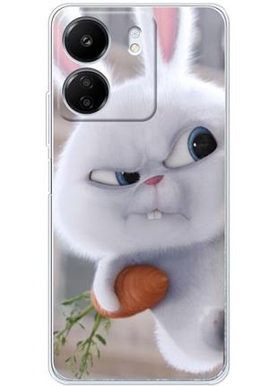 Чехол силиконовый с картинкой на xiaomi redmi 13c (кролик снежок)