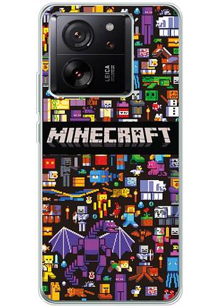 Чохол силіконовий з картинкою на xiaomi 13t pro (майнкрафт, minecraft)