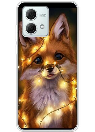 Чехол силиконовый с картинкой на motorola g84 (новогодний, лисичка)