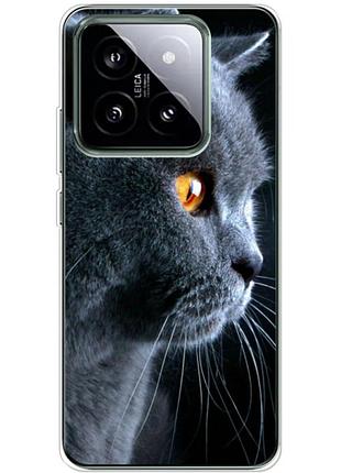 Чехол силиконовый с картинкой на xiaomi 14 pro (британский кот)