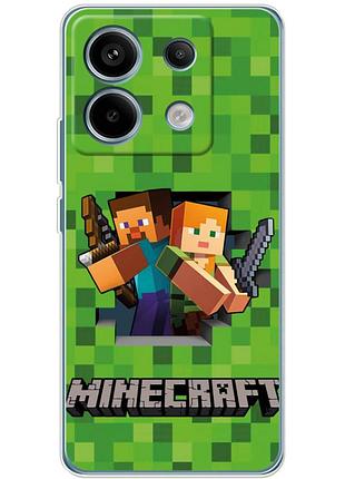 Чехол силиконовый с картинкой на xiaomi redmi note 13 pro 5g (майнкрафт, minecraft)