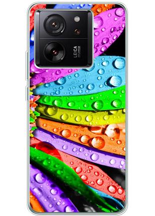 Чехол силиконовый с картинкой на xiaomi 13t (цветные листья)