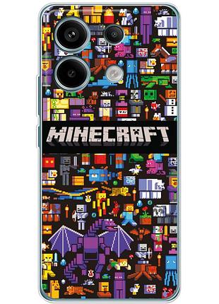 Чехол силиконовый с картинкой на xiaomi redmi note 13 pro 5g (майнкрафт, minecraft)