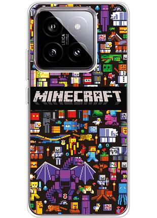 Чохол силіконовий з картинкою на xiaomi 14 (майнкрафт, minecraft)