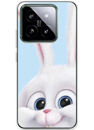 Чохол силіконовий з картинкою на xiaomi 14 pro (кролик сніжок)