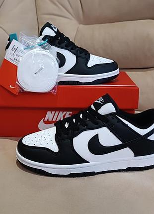 Кроссовки nike dunk low retro white black (натуральная кожа)