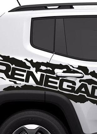 Вінілові наклейки на авто " jeep renegade " 30х110 см ліва і права червоний