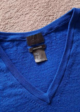 Светр h&amp;m джемпер 100% вовна ультрамарин merino wool 4