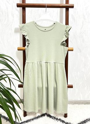 🌸оливкова сукня в ваш улюблений рубчик від h&m на 8-10 років, 128-140 см.