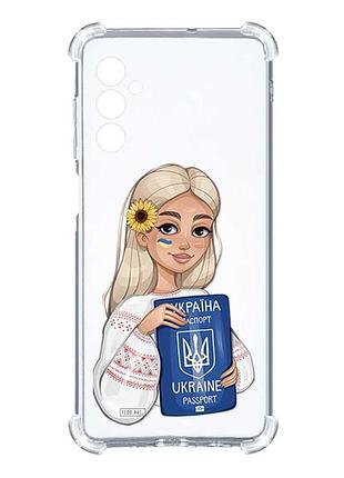 Чохол з потовщеними кутами на samsung galaxy a15 (a155) :: дівчина з паспортом (принт 13)