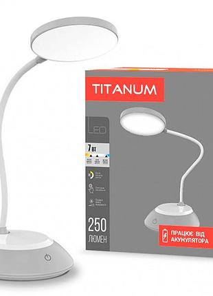 Настільна акумуляторна лампа світильник titanum tltf-022g 7w 3000-6500k usb сіра