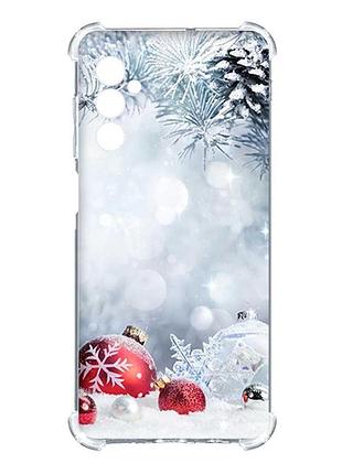 Чохол з потовщеними кутами на samsung galaxy a15 (a155) :: червоні кульки (новорічний принт 168)